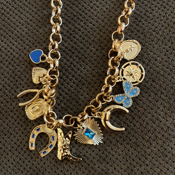 torrid Jewelry - Torrid Country Western Blue and Gold Charm Necklace